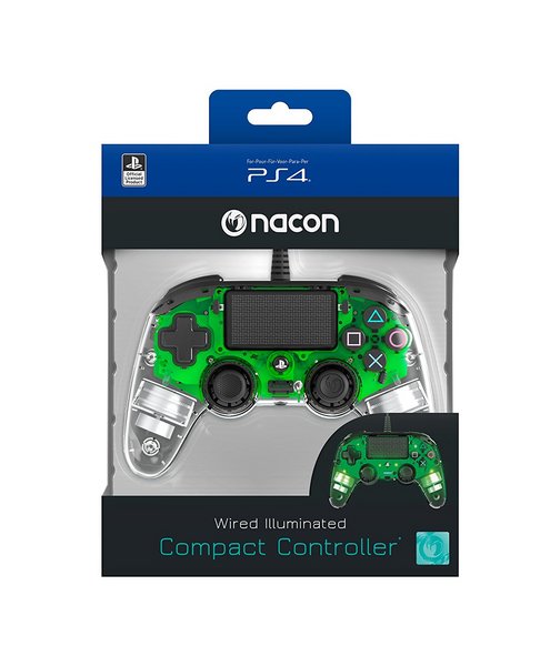 MANDO NACON CON CABLE Y LUCES VERDE PS4 2